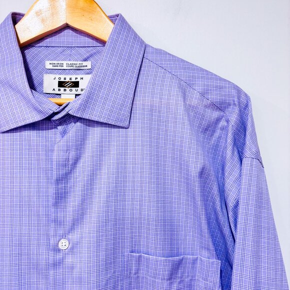 JOSEPH ABBOUD | Lavender check shirt | Egyptian cotton classic | Men's XXL - Picture 3 of 8